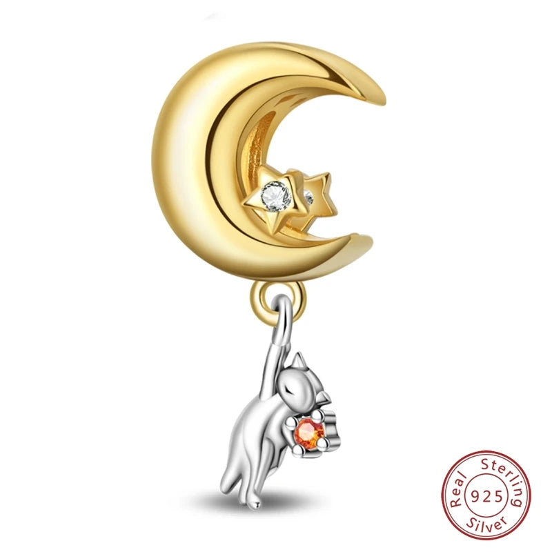 925 Sterling Silver Animal & Love Charms | Cat, Elephant, Bear, Swan & Easter Egg Beads Fit Original 3mm Bracelets DIY Jewelry