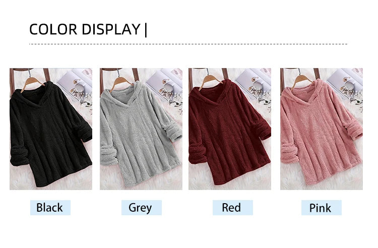 Women’s Fleece Solid Color Hoodie | Warm Casual Hooded Sweatshirt for Autumn & Winter 2024
