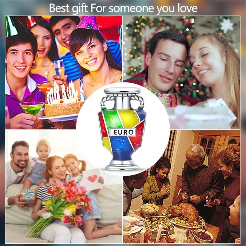 925 Sterling Silver Soccer Trophy Jersey Charm Beads – Fits 3mm Bracelets DIY Jewelry