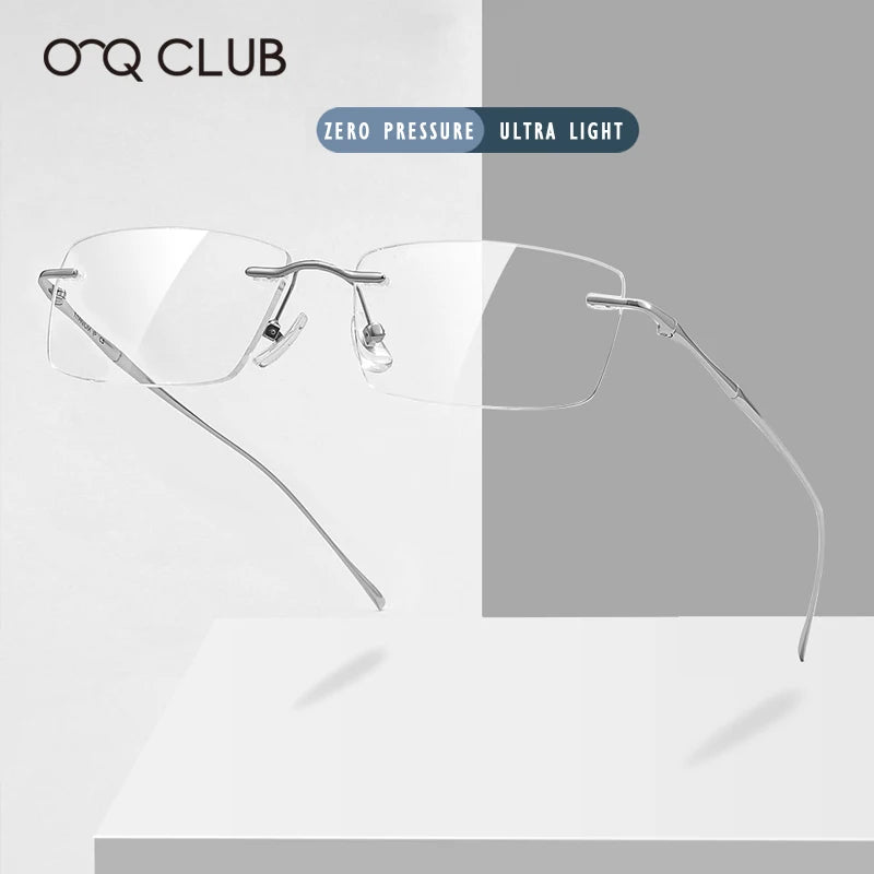 O-Q CLUB Ultra-Light Titanium Rimless Reading Glasses – Men’s Fashion Prescription Eyewear