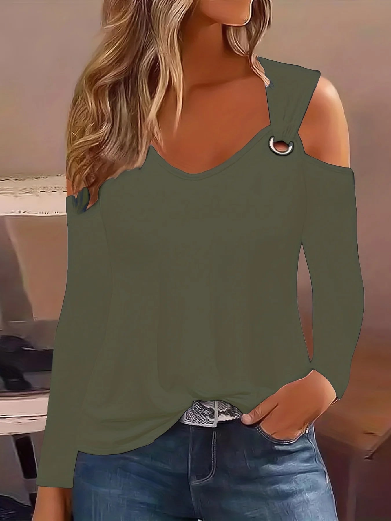 Plus Size Autumn Metal Button V-Neck Shirt Blouse – Casual Pullover Women Top 2023 🍂✨