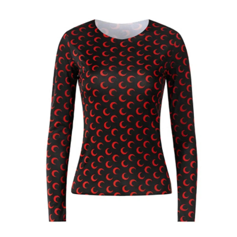 Spring Autumn Women’s Long Sleeve Ice Silk T-Shirt – Sun Protection Printed Mesh Base Layer Casual Top 🌿✨
