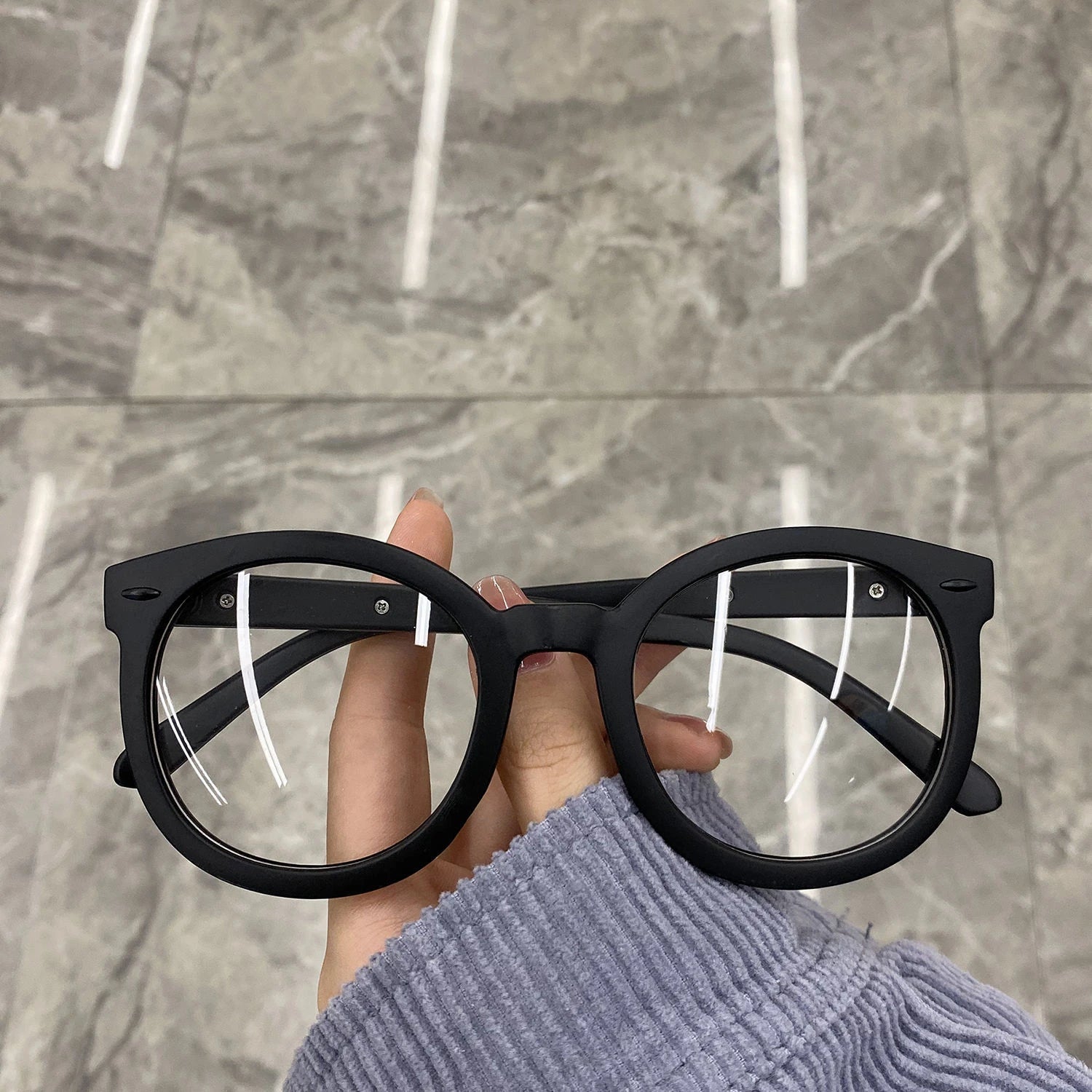 New Unisex Big Round Polygon Glasses – Men & Women PC Frame Plain Myopia Eyewear | Nearsighted Glasses -1.0