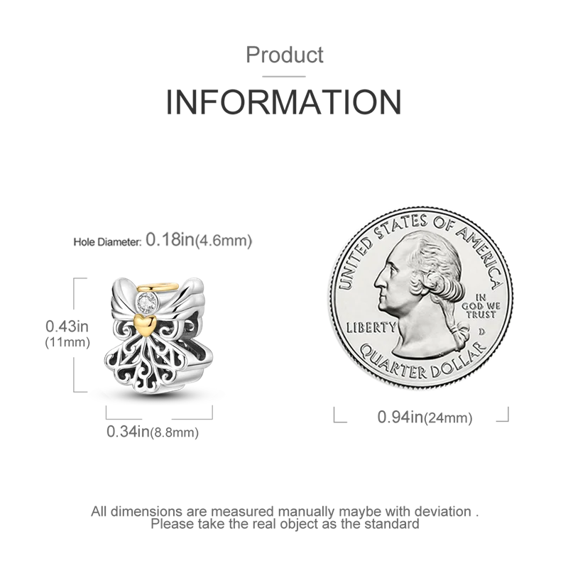 VAMO 925 Sterling Silver Holy Angels Charm Beads – Zircon Pendants for Bracelet Women Gift