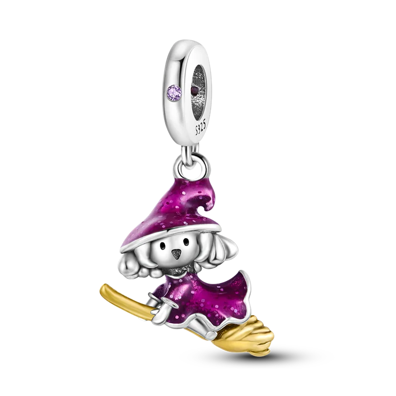 925 Sterling Silver Halloween Skull Bat Pumpkin Charm | Fit Original Bracelet & Necklace DIY Jewelry