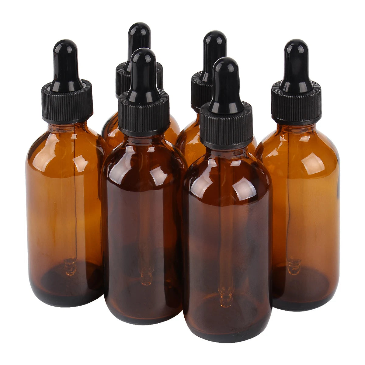 6/12/24PCS 60ML Amber Glass Dropper Bottles – Refillable Cosmetic, Perfume & Essential Oil Bottles with Glass Pipette