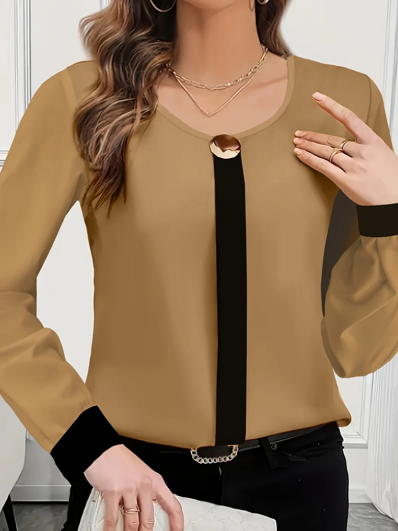 Women’s Elegant Loose Long Sleeve Shirt – Casual Fashion Blouse for Holiday & Weekend Wear