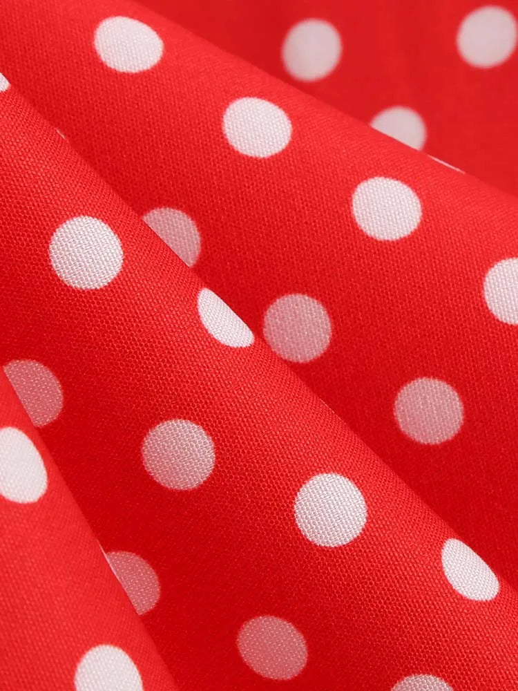 Off-Shoulder Elegant Vintage Party Dress – Women’s Summer Polka Dot Ruffles A-Line Midi Dress