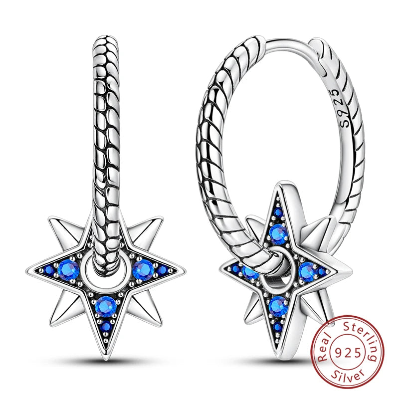 925 Sterling Silver Starlight Crystal Hoop Earrings – Circular Snake Bone Design Women’s Fashion Jewelry Gift