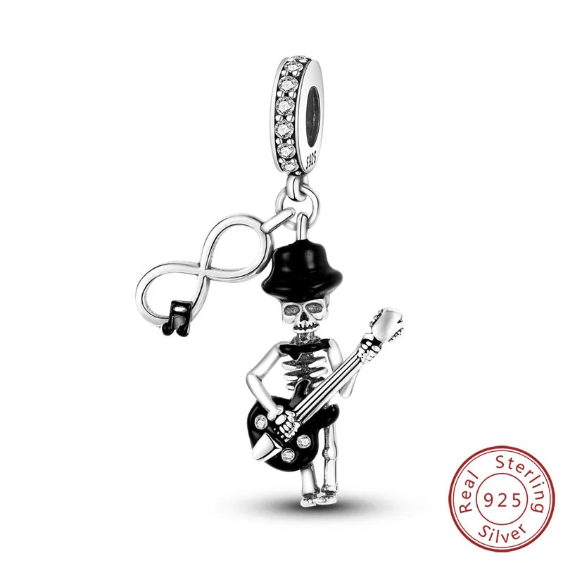 Halloween 925 Sterling Silver Charm Bead – Pumpkin, Witch, Skeleton, Mummy & Candy Pendant for DIY Original Bracele