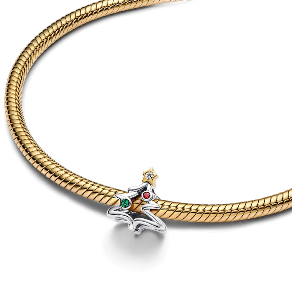 Sparkling Christmas Butterfly Bell Moon Charms | 925 Silver Beads Fit Original Pan Bracelet | DIY Women Jewelry New Year Gift