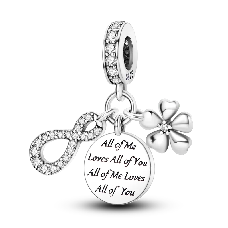 925 Sterling Silver Number & Puppy Family Beads Pendant | Fit 4mm Hole Bracelets