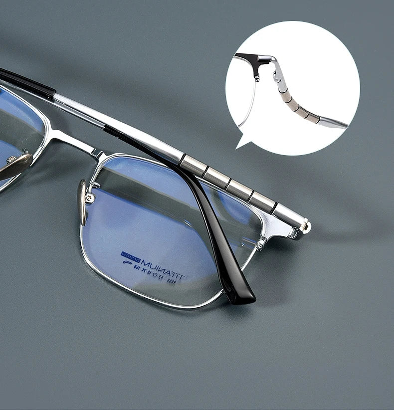 ZIROSAT 9009T Pure Titanium Full-Rim Prescription Glasses for Men – Lightweight Durable Eyewear