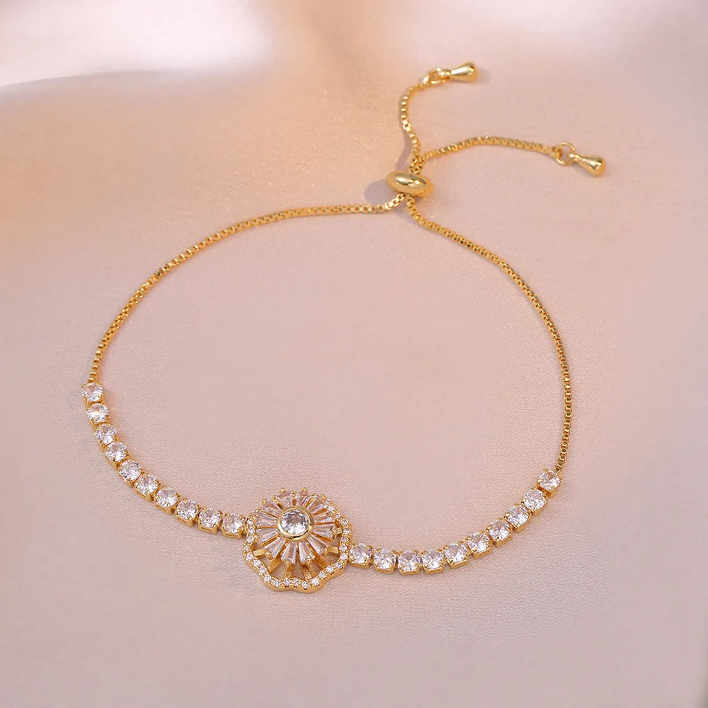 Multicolor Heart Charm Bracelet 💖 Titanium Steel Rhinestone Jewelry