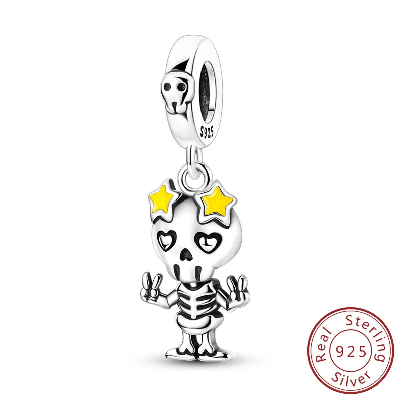 Original 925 Sterling Silver Charms – Mushroom, Unicorn, Wings & Pearl Beads for Women