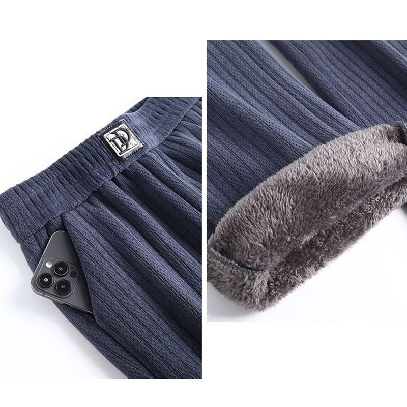 Winter Women High Waist Thermal Plush Pants – Straight Leg Fleece Trousers for Warm Casual Daily Wear