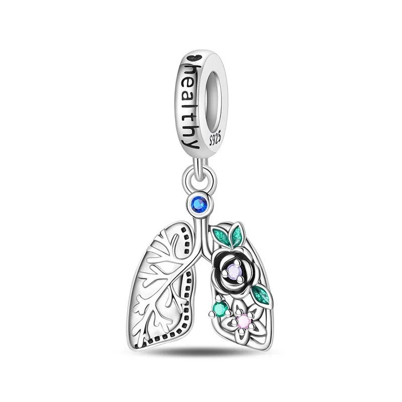 Hot Sale 925 Sterling Silver Heart Lung Rose Pendant Charm for Women – Fits Original Bracelet & Necklace