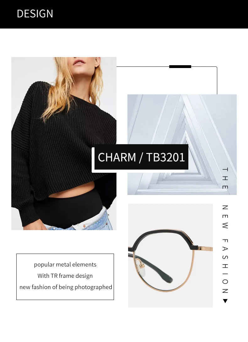 Women Round Blue Light Blocking Glasses 👓 Stylish Alloy Frame TB3201