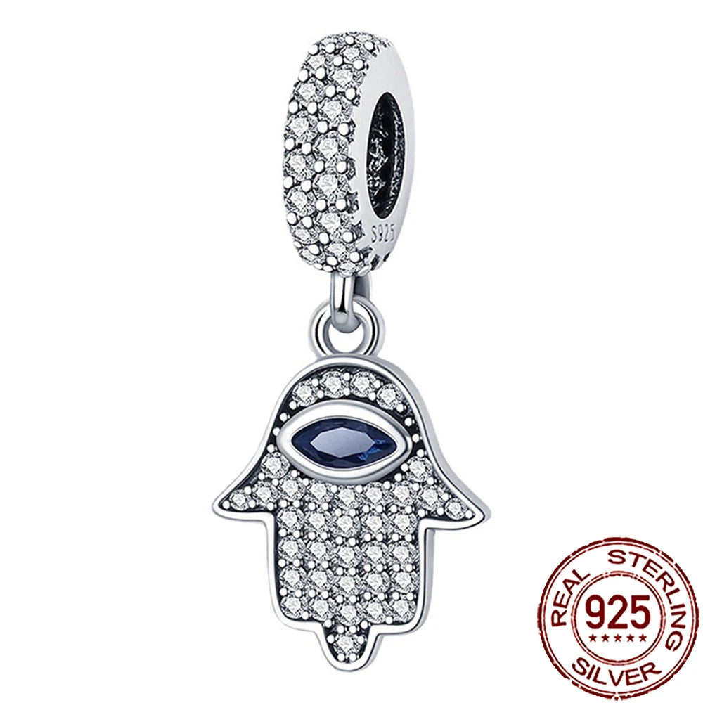 2025 New 925 Sterling Silver All-Seeing Eye Hamsa Hand Charm | Fits Pandora Bracelet & Women’s DIY Jewelry