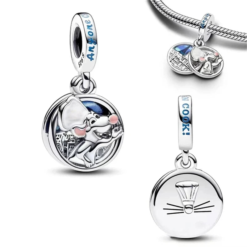 MINISO 925 Sterling Silver Shield Mickey Lollipop Charms | Fit Original Bracelet Pendant Women Disney Jewelry Gift