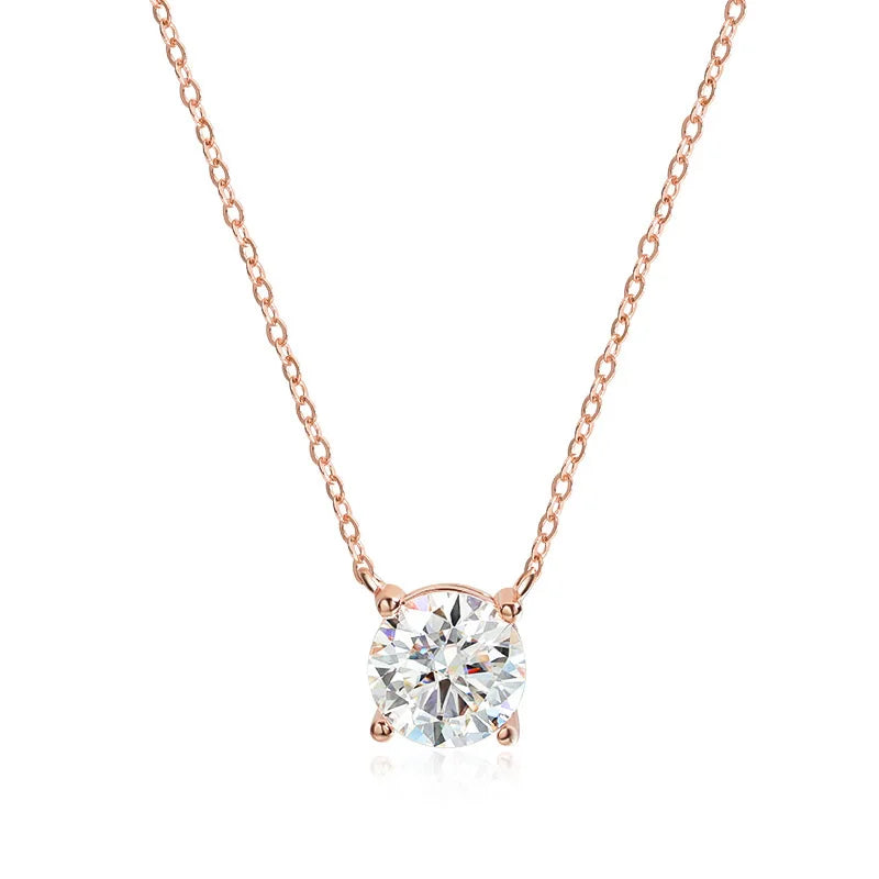 Smyoue 1-5CT Rose Gold Moissanite Pendant Necklace for Women – D Color Sparkling Lab Diamond 925 Sterling Silver