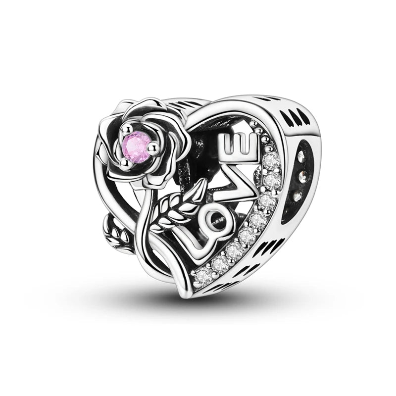 925 Sterling Silver Love Heart Zircon Pendant | Sparkling Beads Fit Original Bracelet & Necklace DIY Jewelry Gift for Women