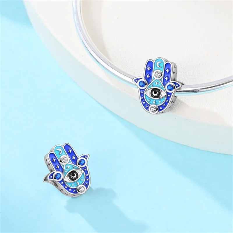 Original 925 Sterling Silver Luminous Lantern & Magic Cat Charm Bead | Glowing Angel Jungle Pendant for Bracelet Jewelry
