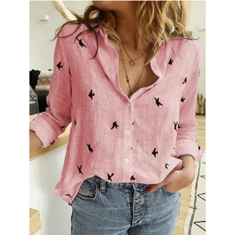 Vintage Cotton Linen Blouse – Long Sleeve Casual Shirt for Women Spring Autumn Top 🌿✨