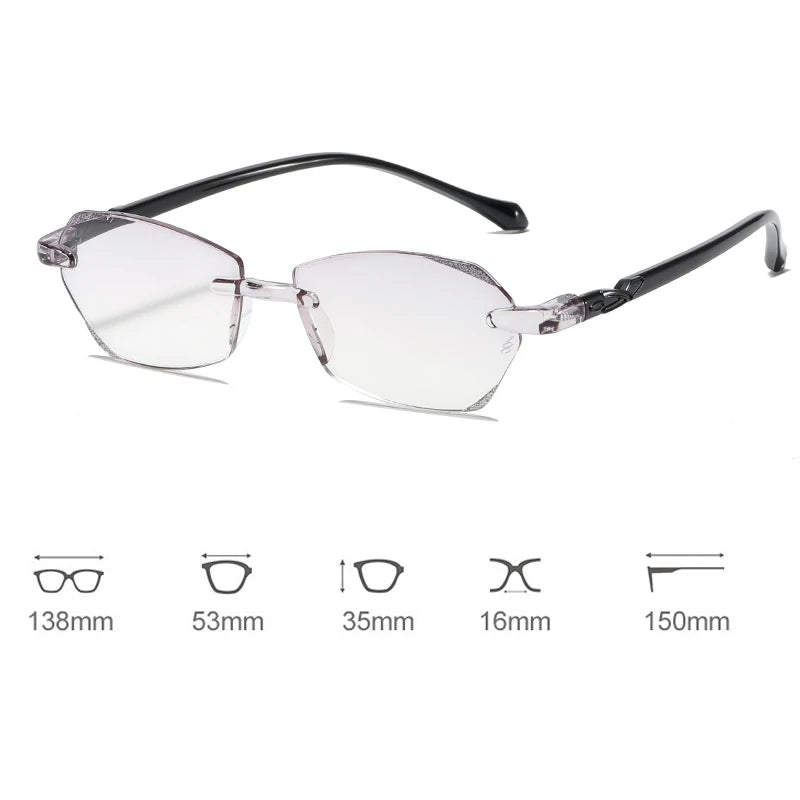 New Diamond Cut High Definition Reading Glasses – Men & Women Far-Sighted Hyperopia Eyewear | Classic Rimless Presbyopia Eyeglasses