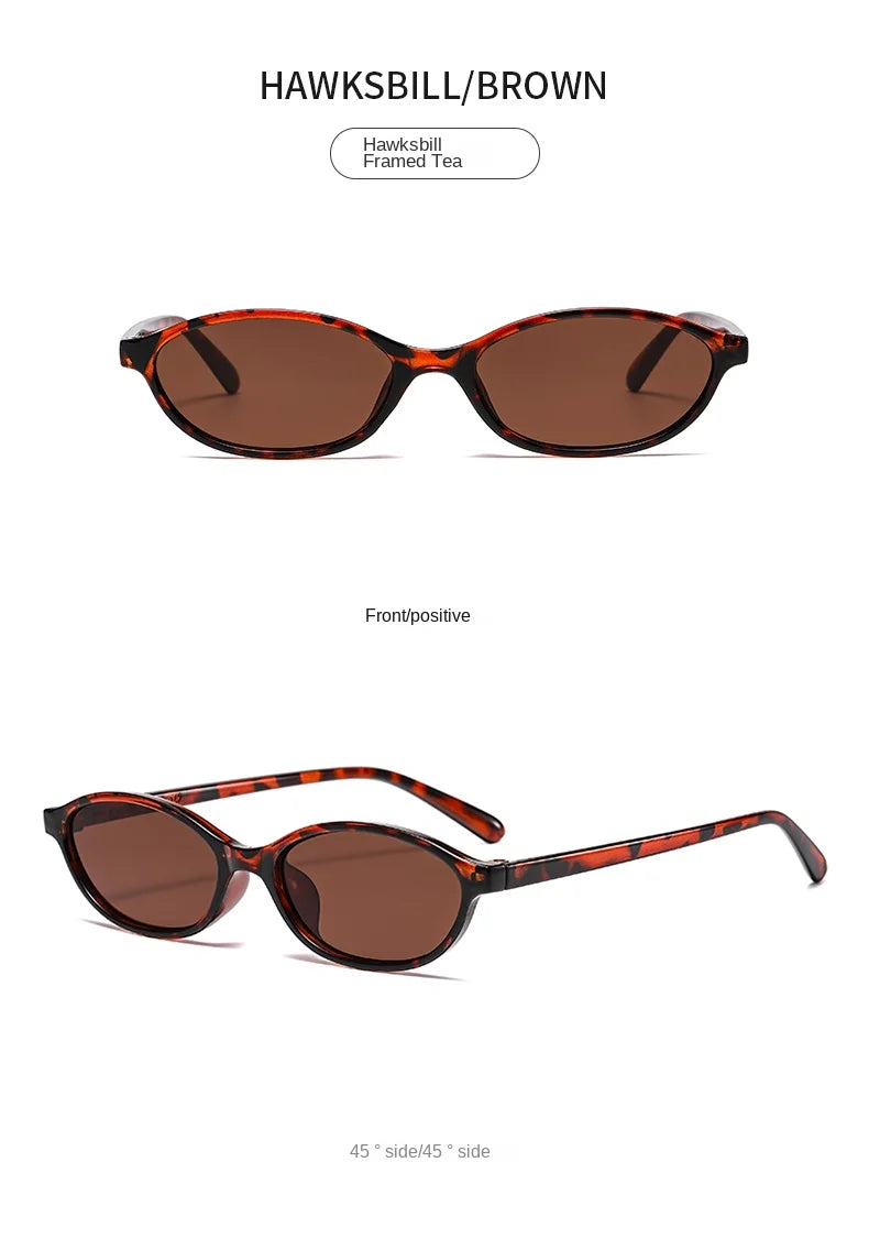 Retro Oval Frame Sunglasses – Fashion Personalized Trendy Small Frame Punk Cat Eye Sunshade Sun Protection Glasses