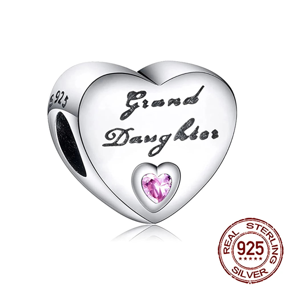 2025 New 925 Sterling Silver Heart Charm Sister Mother Daughter Beads Fit Pandora Bracelet
