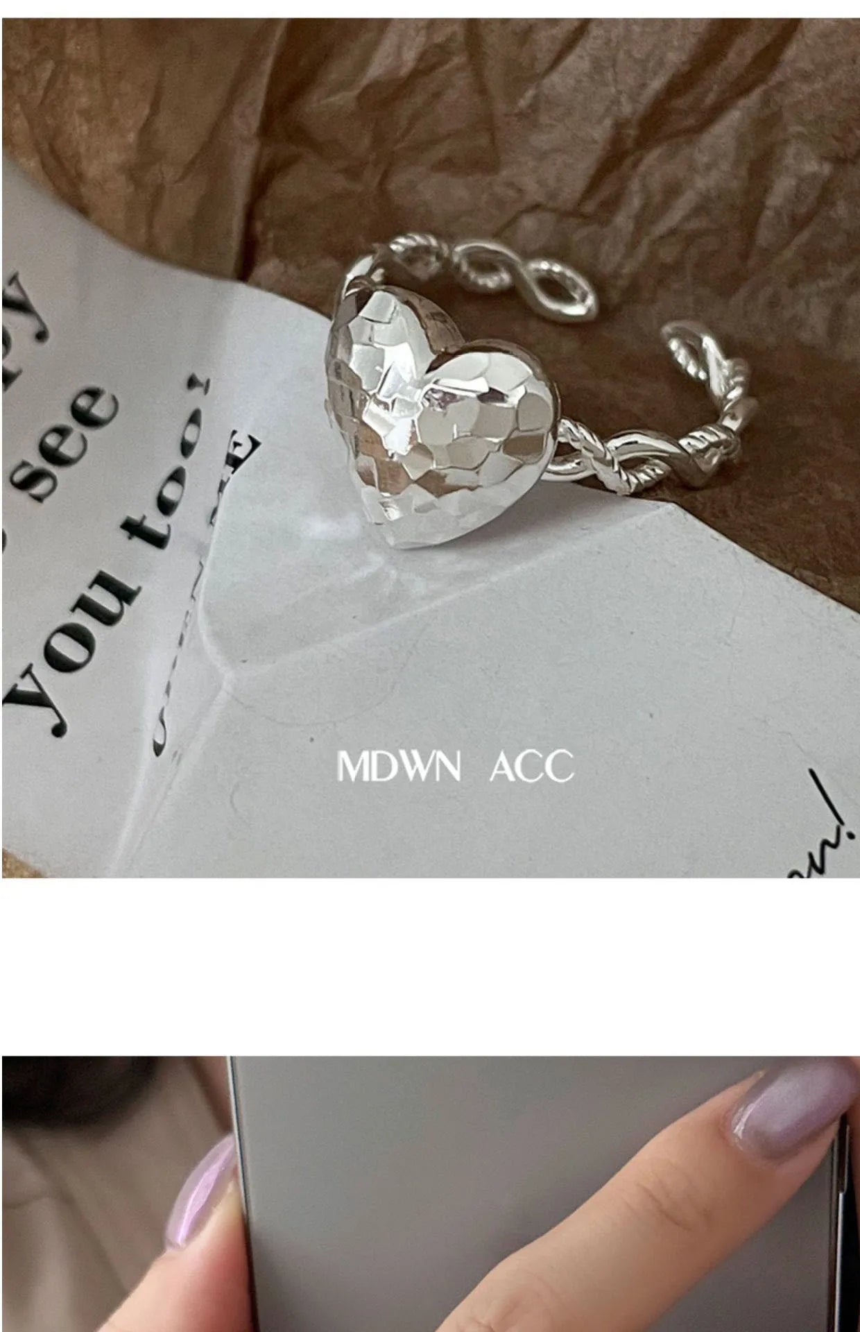 VENTFILLE 925 Sterling Silver Love Heart Ring – Double Layer Irregular Minimalist Women’s Jewelry Gift