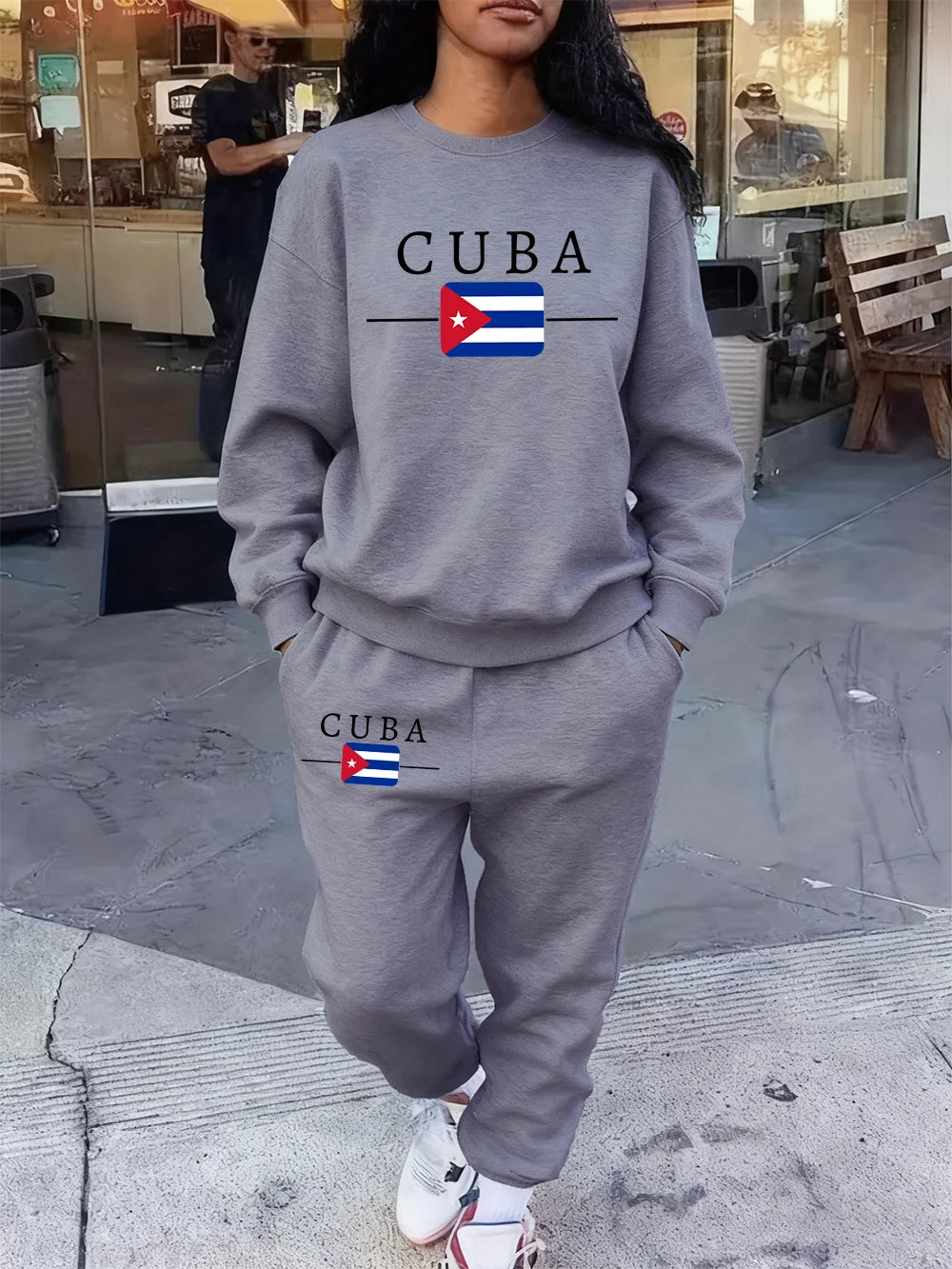 Women’s Cuba Flag Hoodie & Sweatpants 2-Piece Set – Winter Fleece Casual Jogging Outfit 🇨🇺🔥