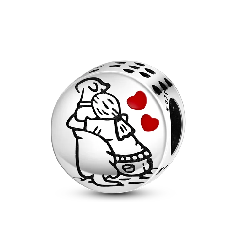 925 Sterling Silver Number & Puppy Family Beads Pendant | Fit 4mm Hole Bracelets