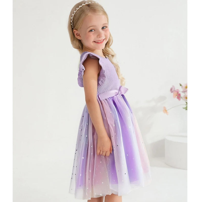 ✨ Hello Kitty Girls Sequins Dress 🎀 Rainbow Tulle Princess Dress 🌈 Toddler Birthday Party Outfit 👧 Ages 1–5 Years