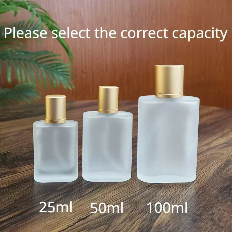 25/50/100ml Sandblasted Glass Perfume Bottle – Empty Refillable Screw Top Spray Bottle | Fine Mist Makeup Liquid Dispenser