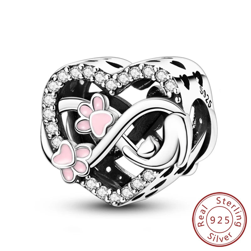 New 925 Sterling Silver Family Sister Love Heart Charm Bead | Original Bracelet DIY Jewelry Gift for Women