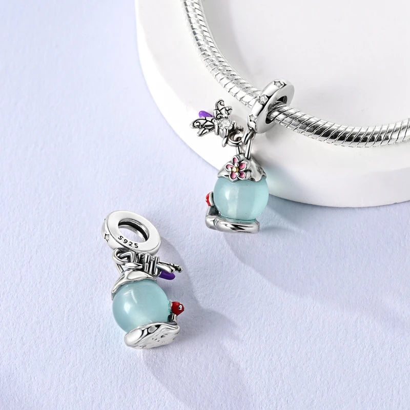 925 Sterling Silver Luminous Golden Firefly Charms | Sparkling Bee & Cat Dangle Beads Fit Original Bracelet DIY Jewelry Gift
