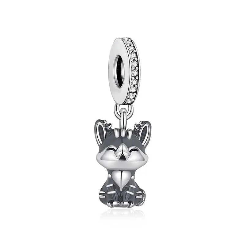 925 Sterling Silver Love Pets Dog Cat Paw Print Charm Beads for Women