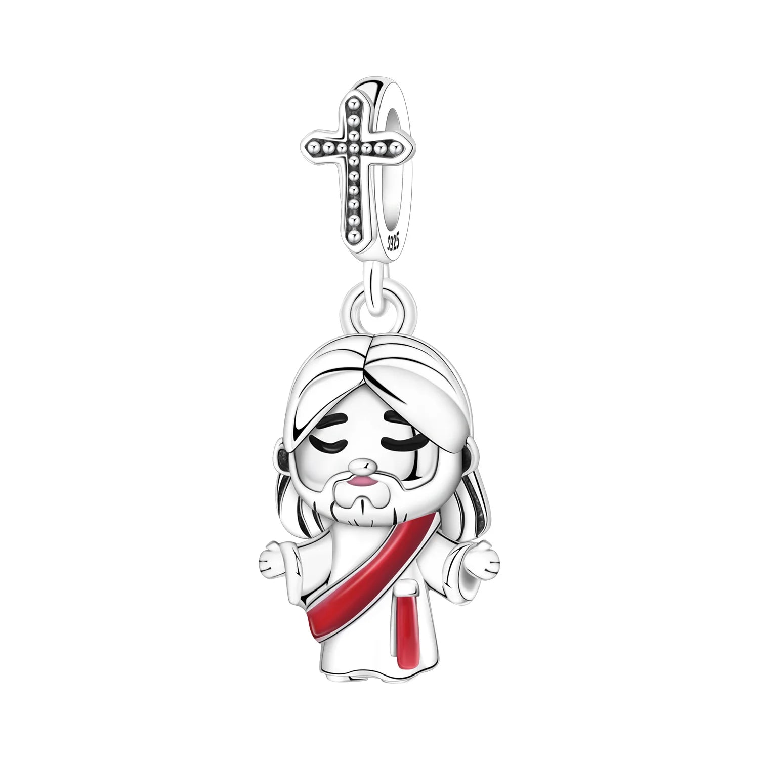 925 Sterling Silver Jesus Religious Symbol Charm Bead | Faith Pendant for Original Bracelet DIY Jewelry Gift