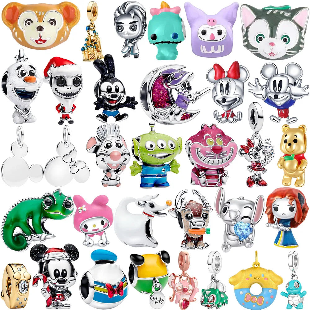 MINISO Disney 925 Sterling Silver Cheshire Cat & Remy Mouse Charms | Fit Original Bracelet Necklace Women Jewelry Gift