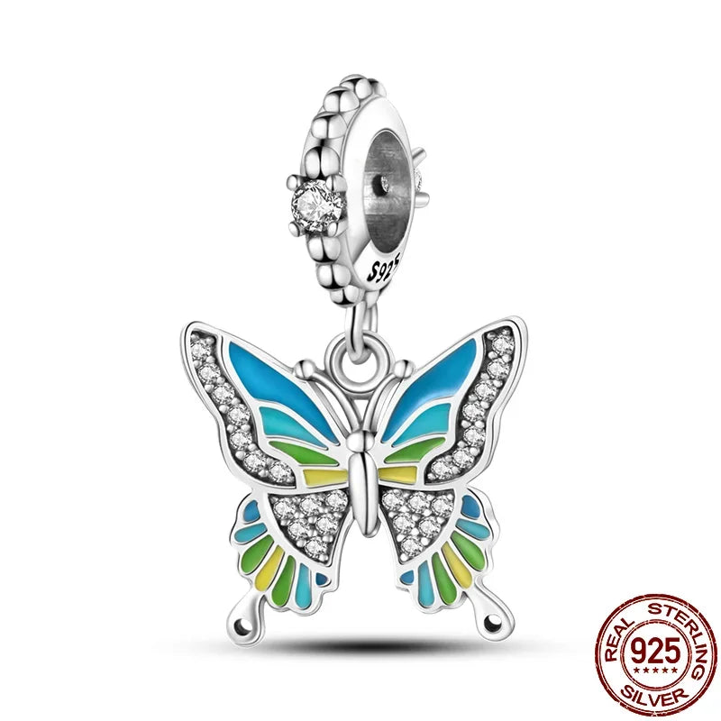 Fashion 925 Sterling Silver Colorful Butterfly Dragonfly Hummingbird Charms – Spring Series Beads Fit 925 DIY Bracelet