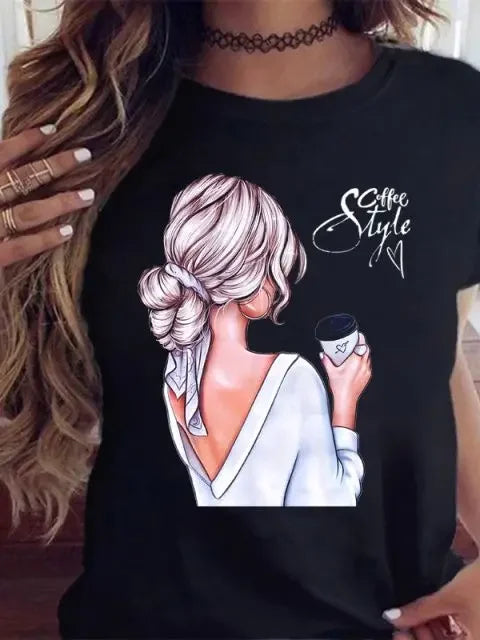 Maycaur Women's Graphic Printed T-Shirt | Korean Harajuku Short Sleeve Top | Fashion Casual Summer Tee