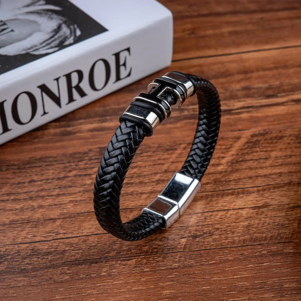 Men's Letter H Bracelet with Magnetic Clasp Trendy Initial Jewelry