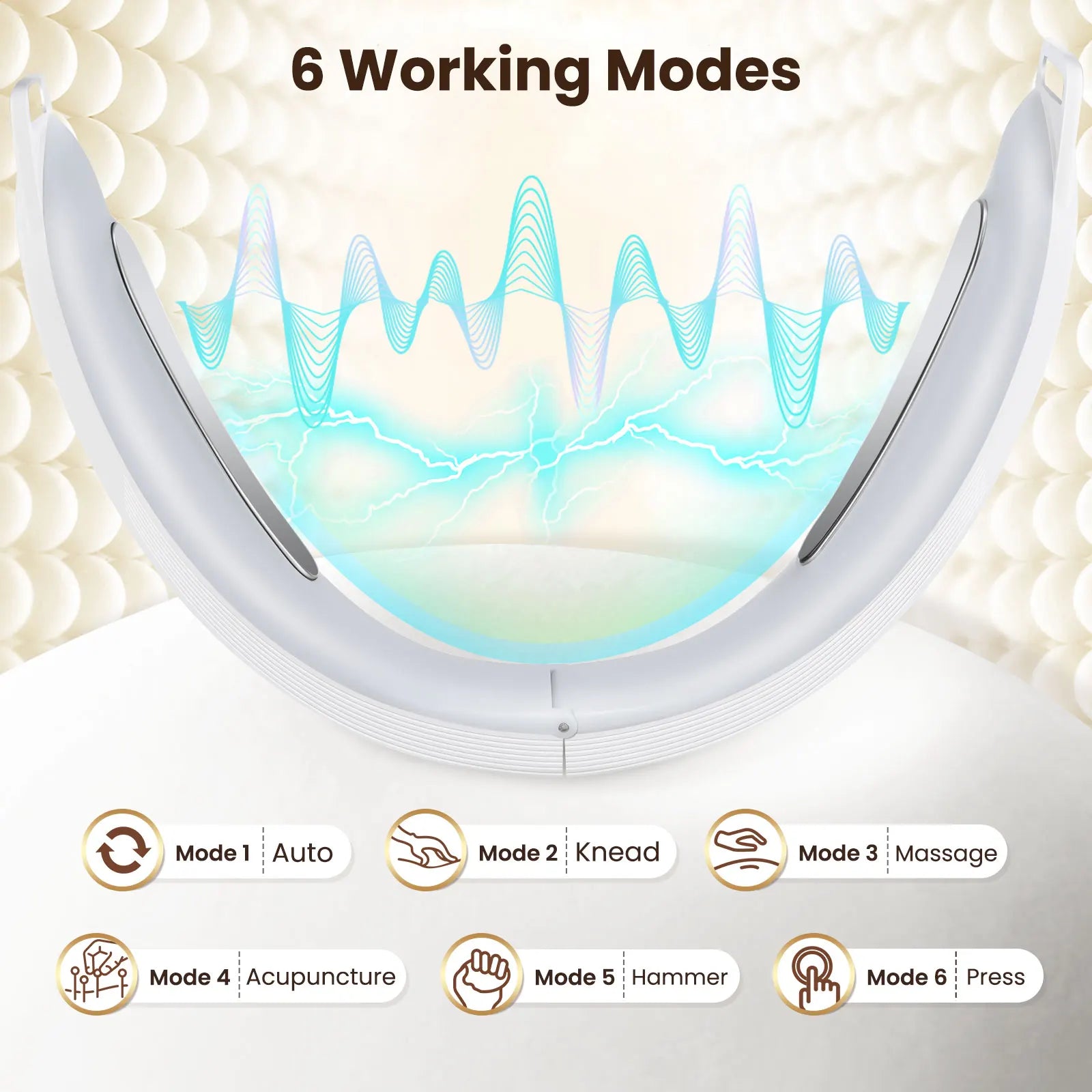 Electric V Face Lifting Beauty Device | 6 Modes 8 Levels EMS Microcurrent Facial Massager for Double Chin Removal & Skin Firming