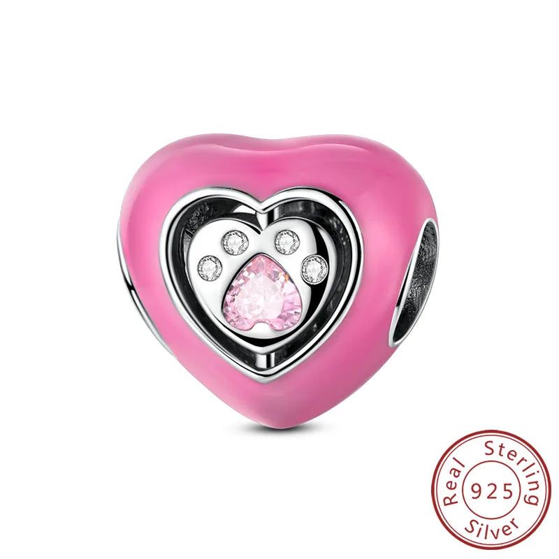 New Love Heart Shaped 925 Sterling Silver Charms – Family & Friendship Charm Beads Fit Original Bracelets for Women