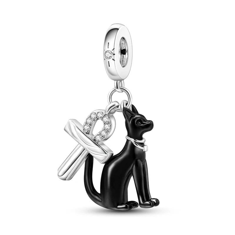 925 Sterling Silver Cute Cat Charm Beads | Paw Print Pendant for Original DIY Bracelets & Women’s Jewelry Gift