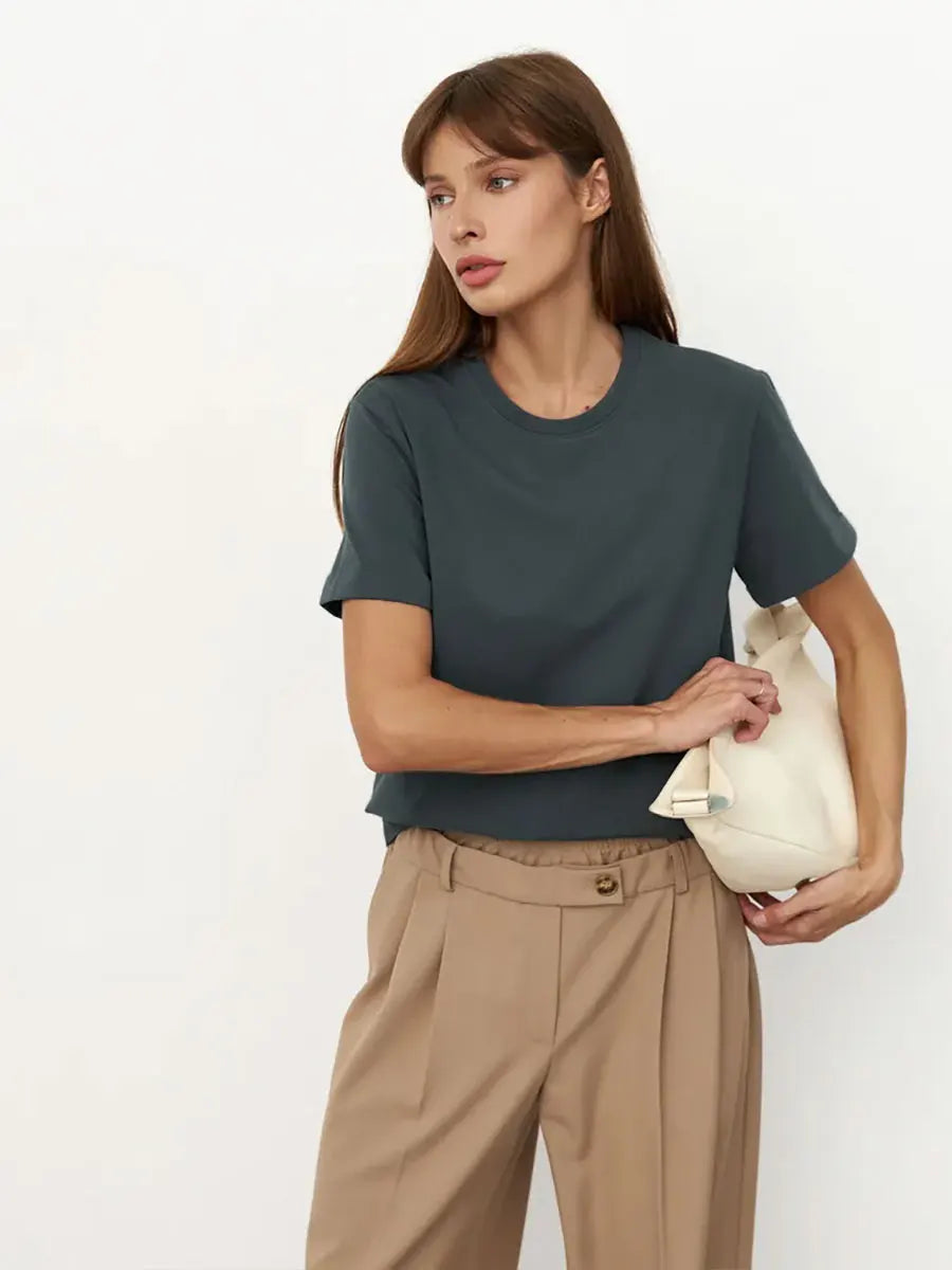 Bornladies Women’s Summer Cotton T-Shirt | Basic Solid Short Sleeve Loose Top | Fashionable Bottoming Shirt