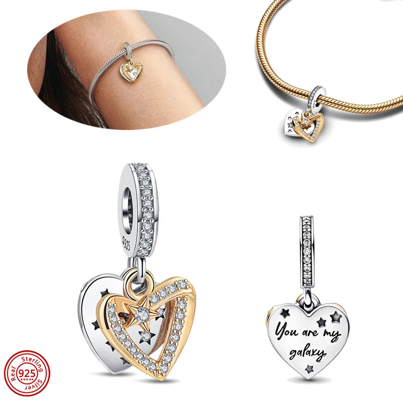 New 925 Sterling Silver Black & White Zircon Bee Butterfly Charms | Fit Original Bracelet Pendant DIY Women Jewelry Gift