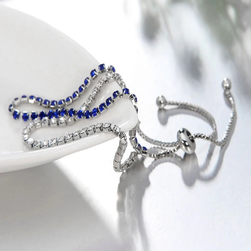 HuiSept 925 Sterling Silver Adjustable Bracelet – Women’s Wedding Jewelry with Cubic Zircon Gemstone